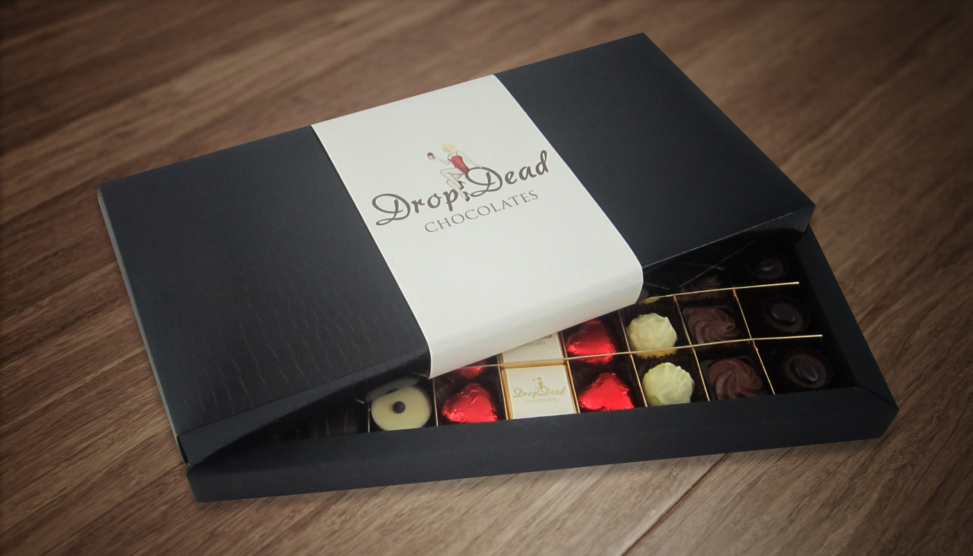 Drop Dead Chocolates packaging